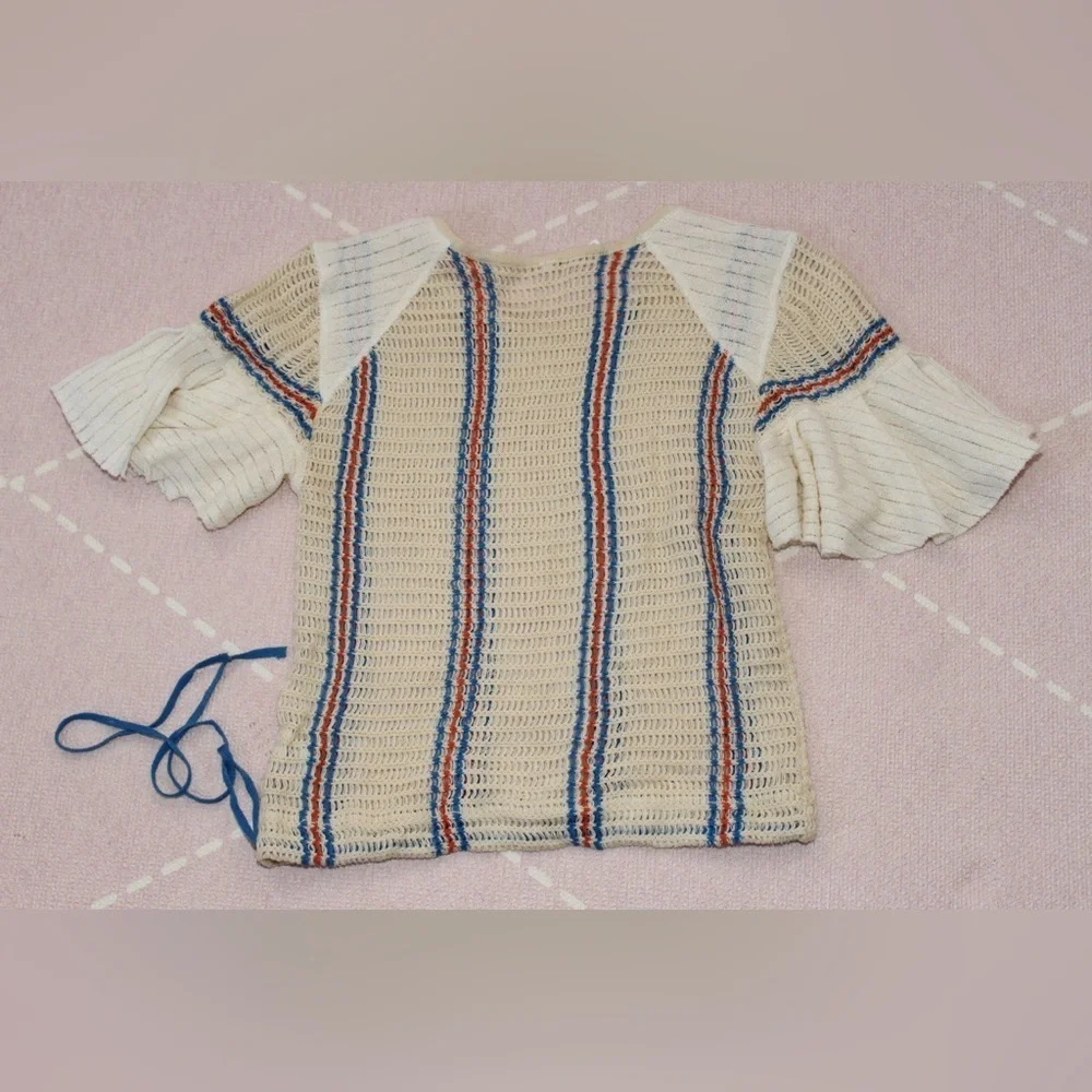 FREE PEOPLE Babes Only Open Knit Top Juniors XS - Picture 4 of 5